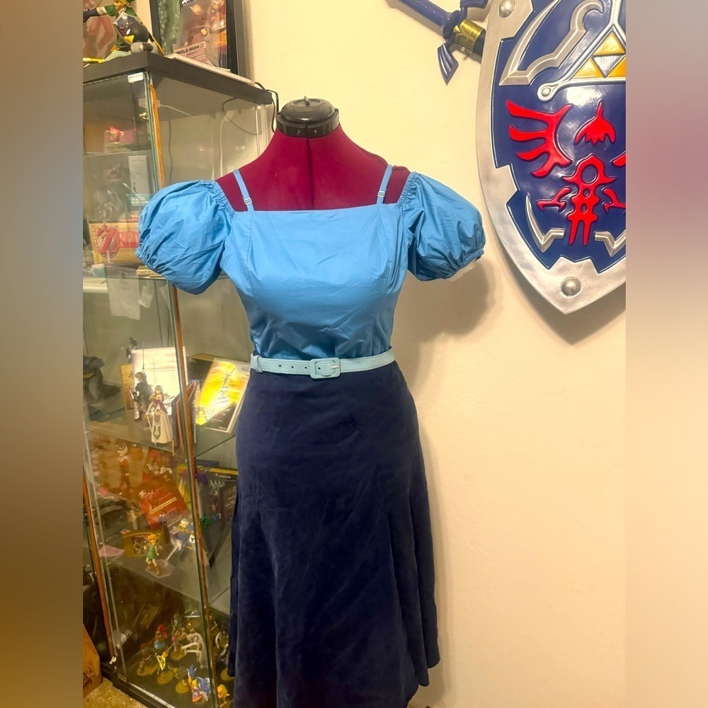 White House Black Market Navy Bias Cut Skirt - Size 6